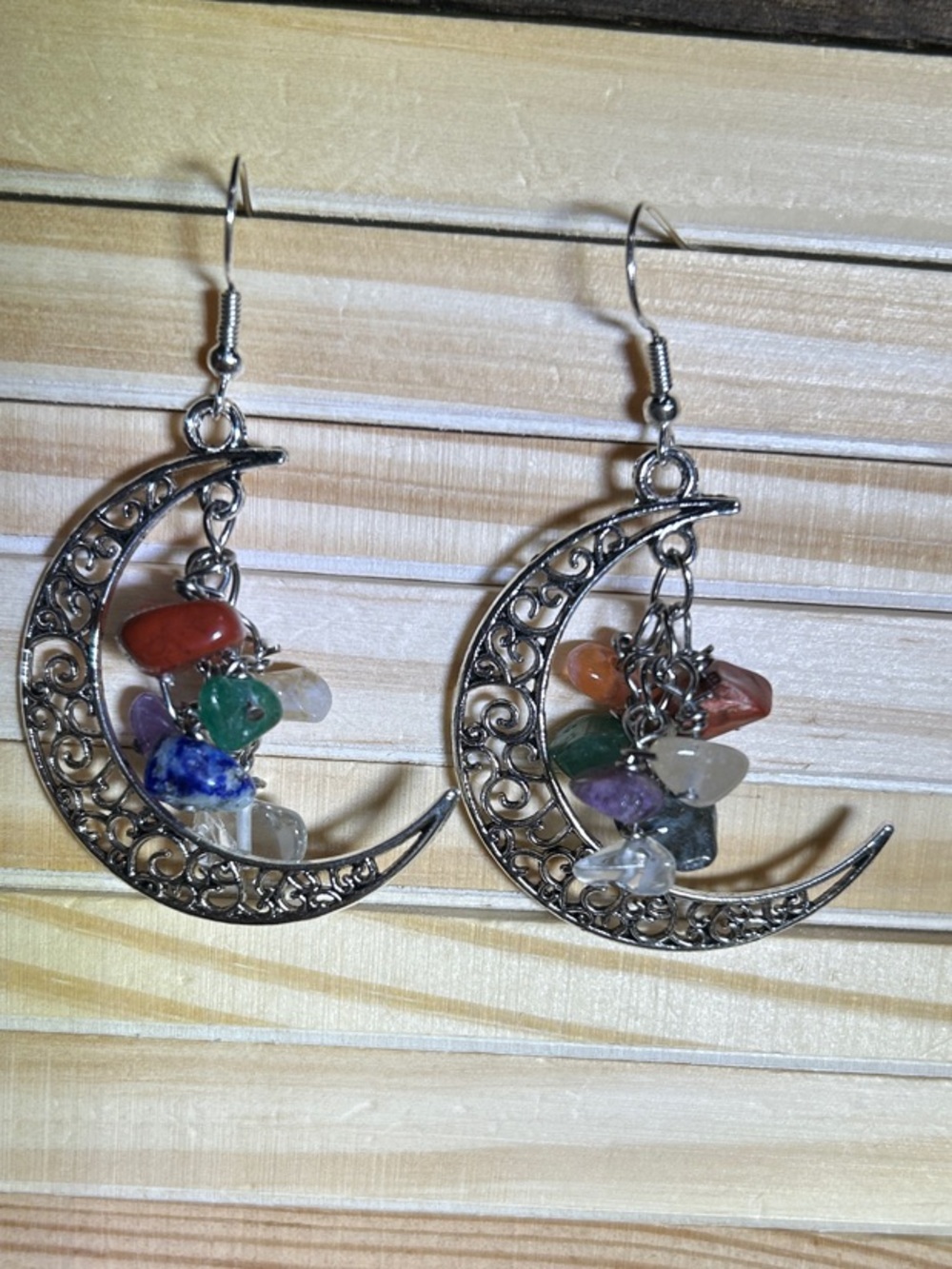 3/$25 Silver Crescent Moon Dangle Earrings